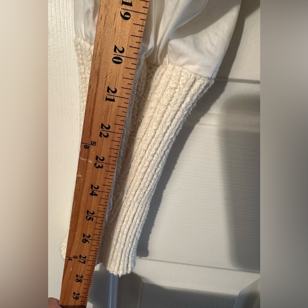 ANTHROPOLOGIE S Romantic Fisherman Poet Sleeve Crop Cable Knit Bohemian Sweater - Picture 13 of 16